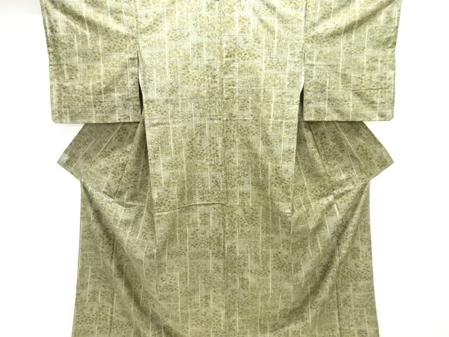 JAPANESE KIMONO / ANTIQUE KIMONO / SILK / TSUMUGI / WOVEN FLOWER